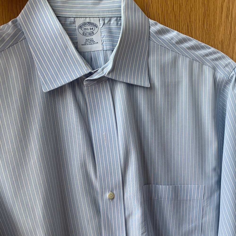 Brooks Brothers Blue and White Striped Oxford